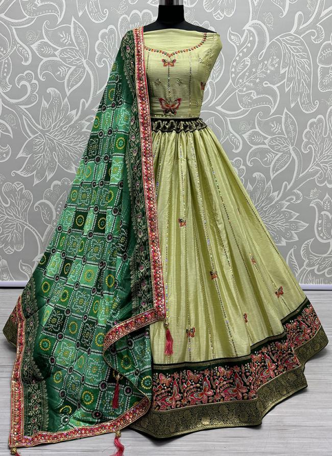 Silk Pista Wedding Wear Embroidery Work Lehenga Choli